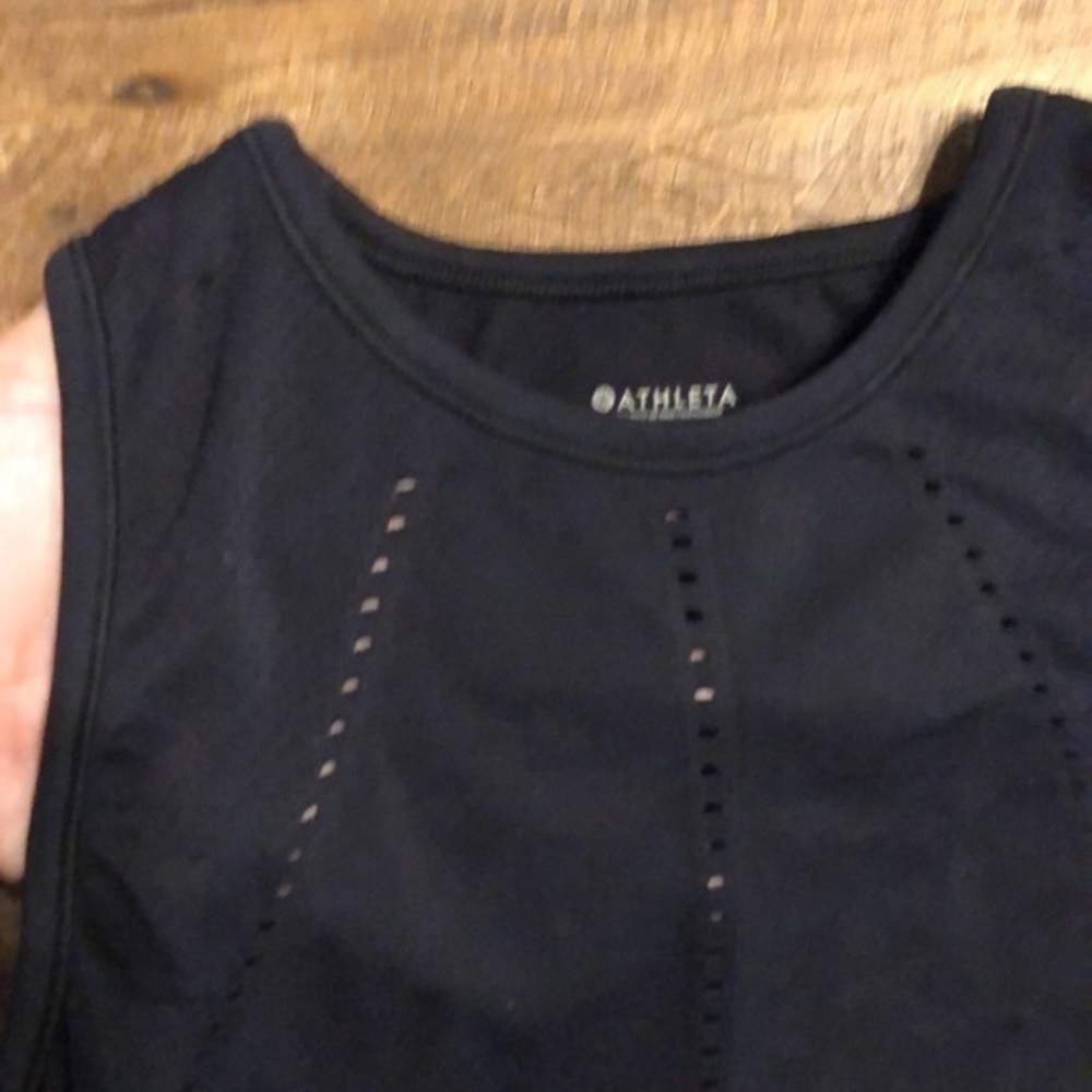 Athleta Foothill Black Crew Neck Split Back Sleev… - image 2
